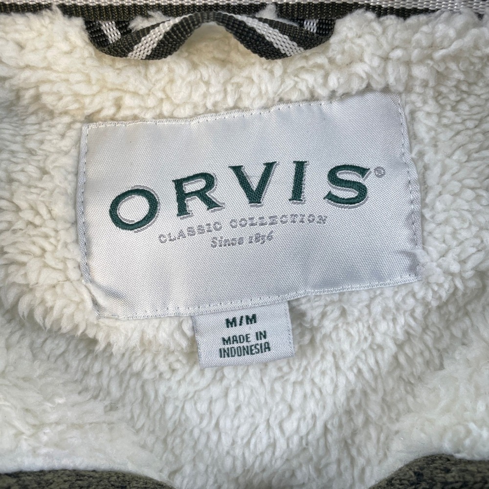 Orvis Pullover Men M Green Classic Collection Sherpa Lined Quarter Zip Sweater - Picture 3 of 11